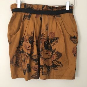 UO Staring At Stars Gold Floral Skirt